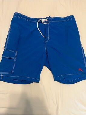 Tommy Bahama Blue Men's Swim Board Shorts with Cargo Pocket